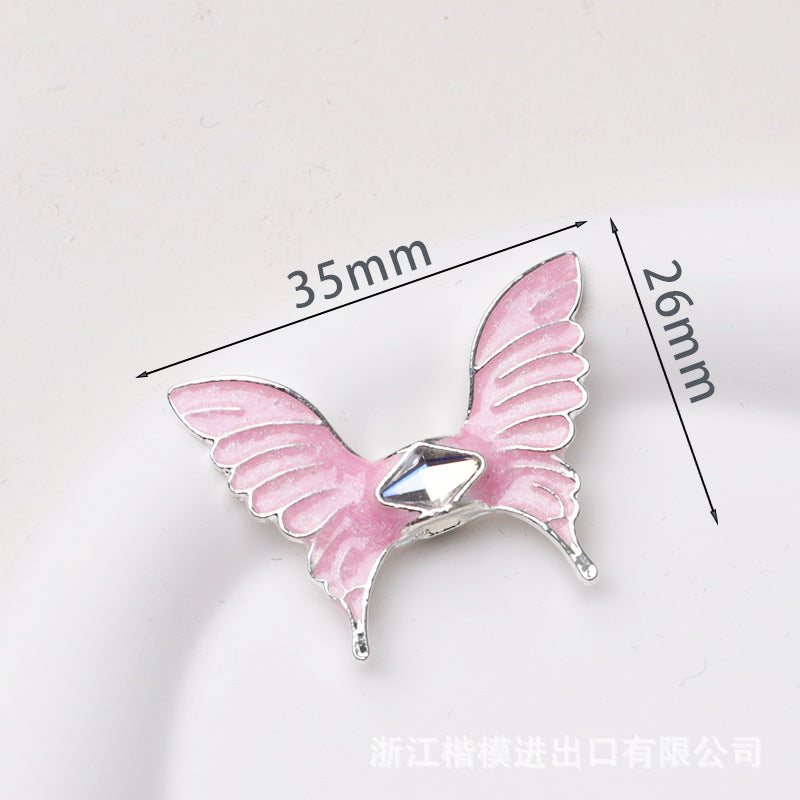 Wholesale 50PCS DIY Metal Electroplated Colorful Wings Butterfly Vertical Hole Loose Beads